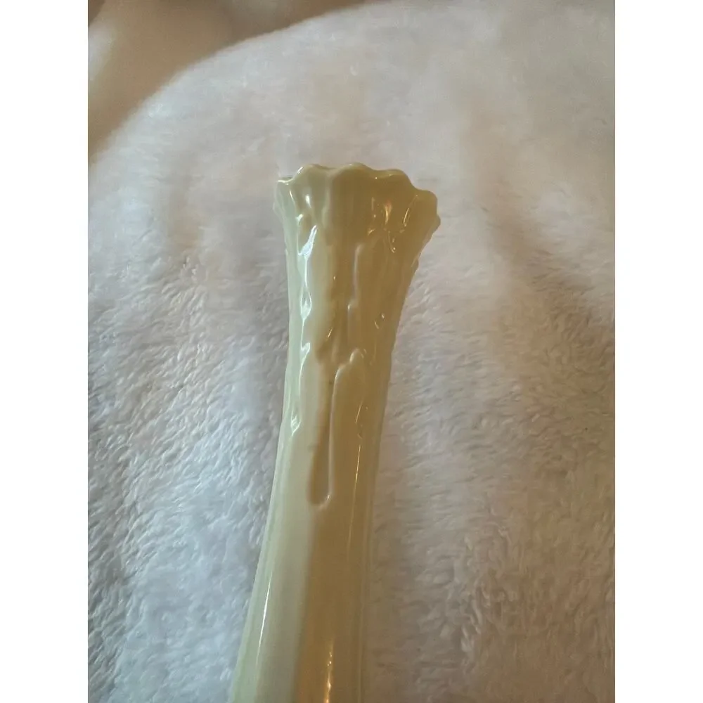 Vintage Lenox Cream Bud Vase USA Porcelain Embossed Floral Trumpet 10.75
